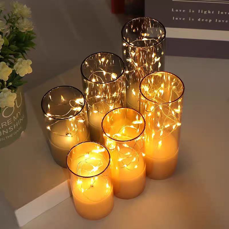 طقم شمع زجاج 3 قطع