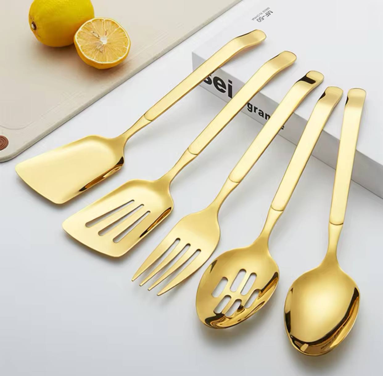 طقم توزيع استانلس دهبي 5 قطع