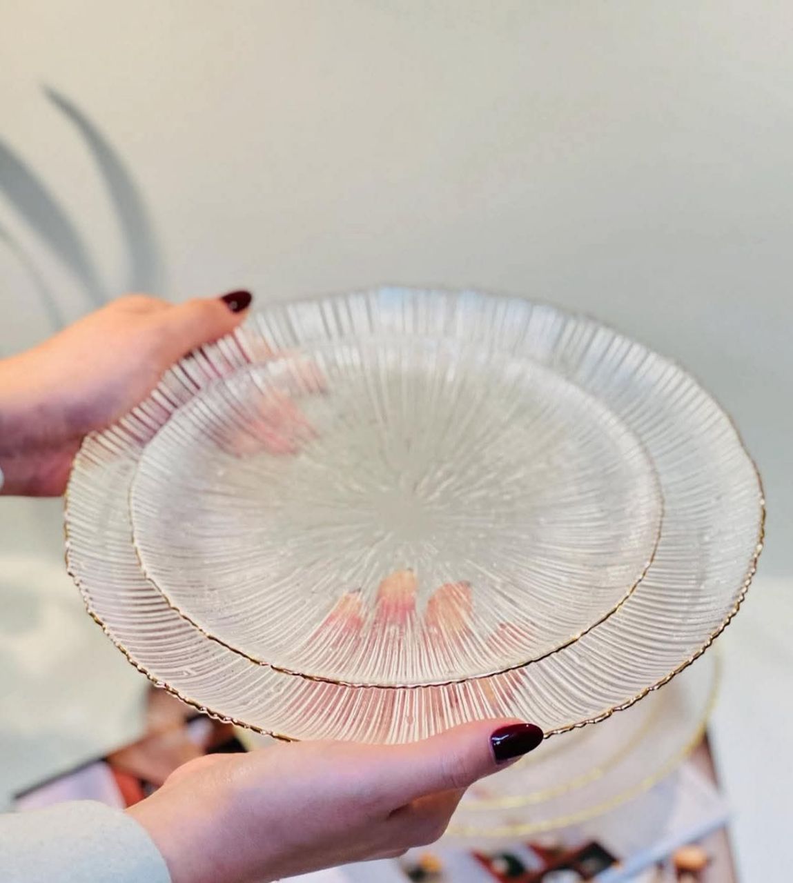 طقم اطباق 3 قطع بإطار جولد