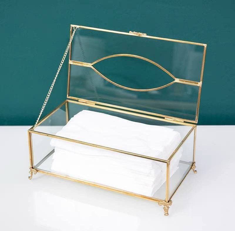 علبة مناديل زجاج