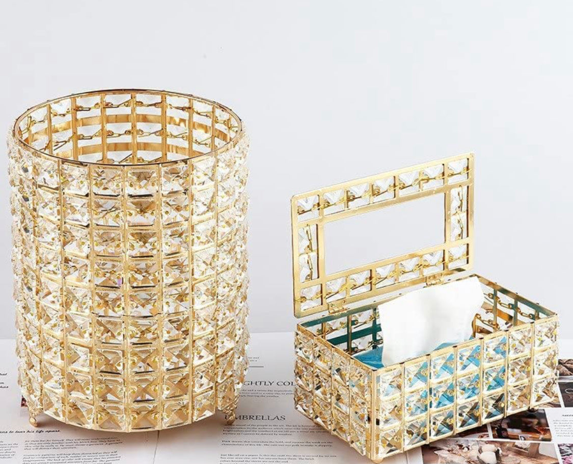 طقم باسكت كريستال + علبه مناديل