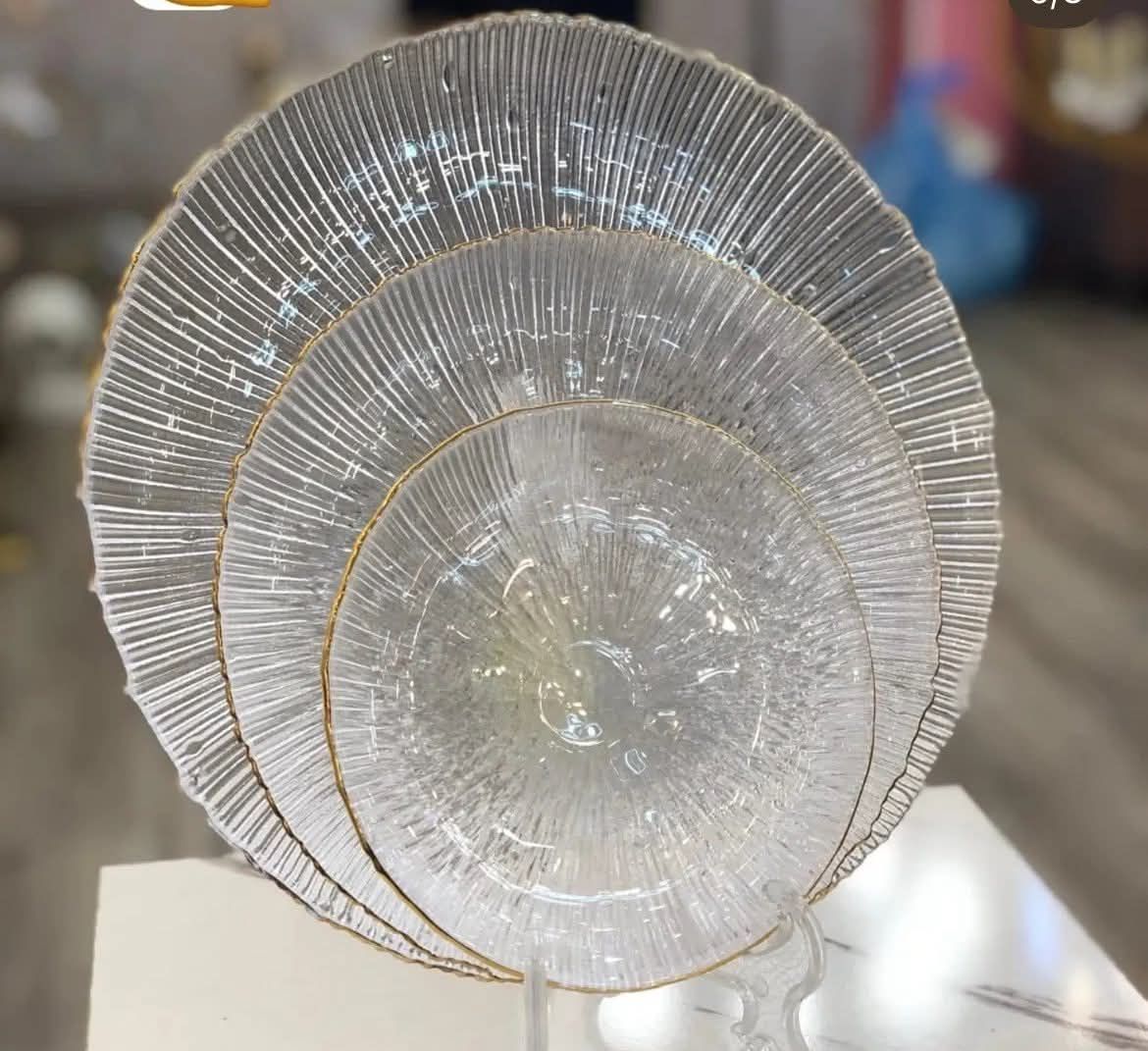 طقم اطباق 3 قطع بإطار جولد