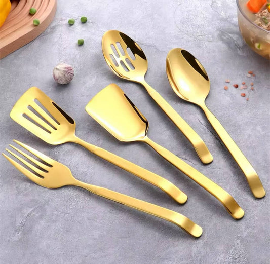 طقم توزيع استانلس دهبي 5 قطع