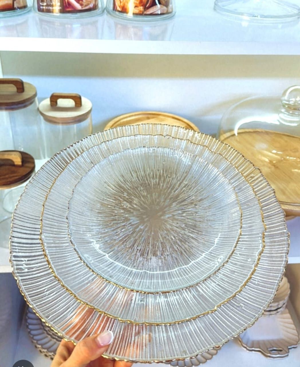 طقم اطباق 3 قطع بإطار جولد