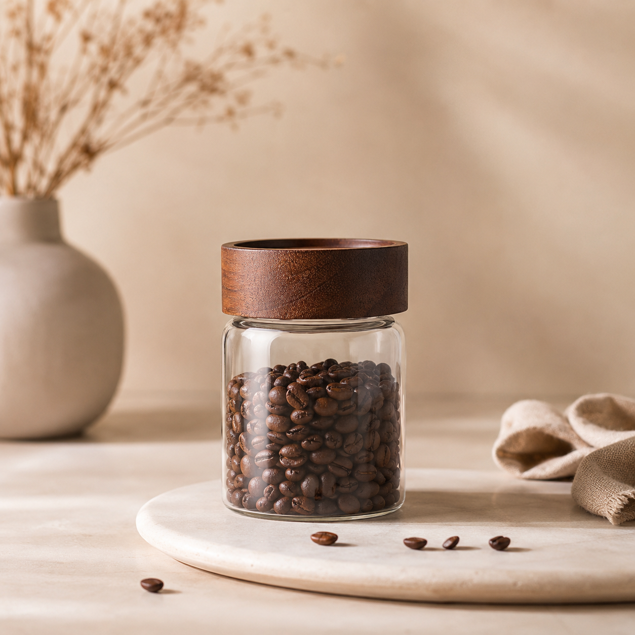 برطمان توابل بغطاء خشبي