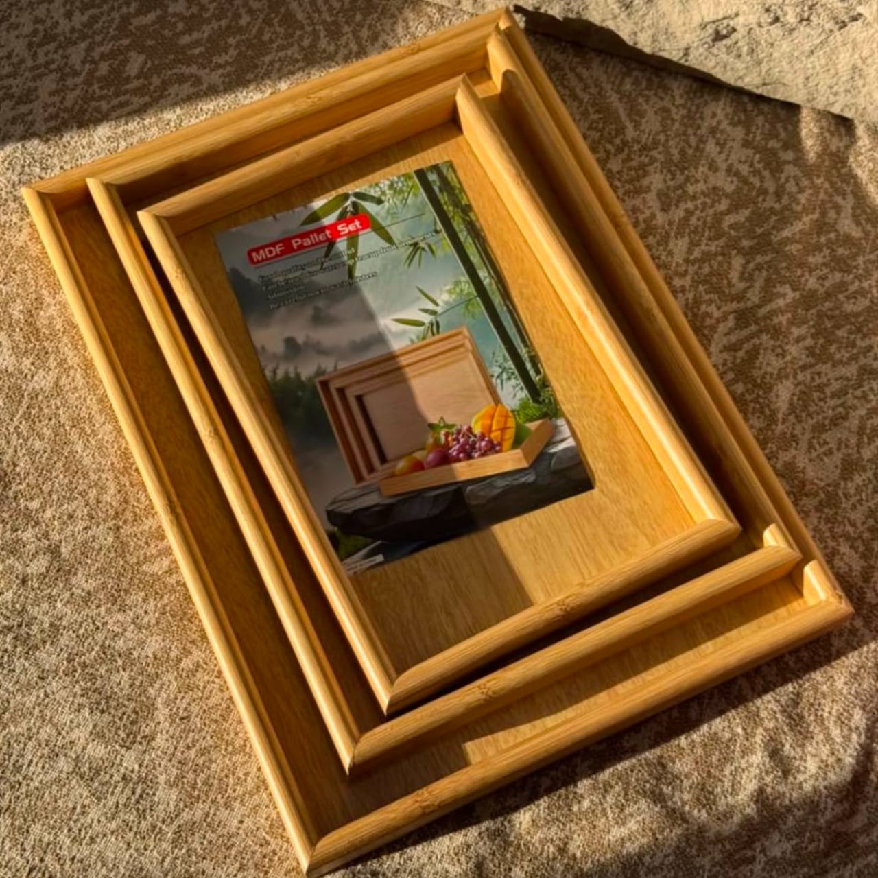 طقم صواني خشب 3 قطع