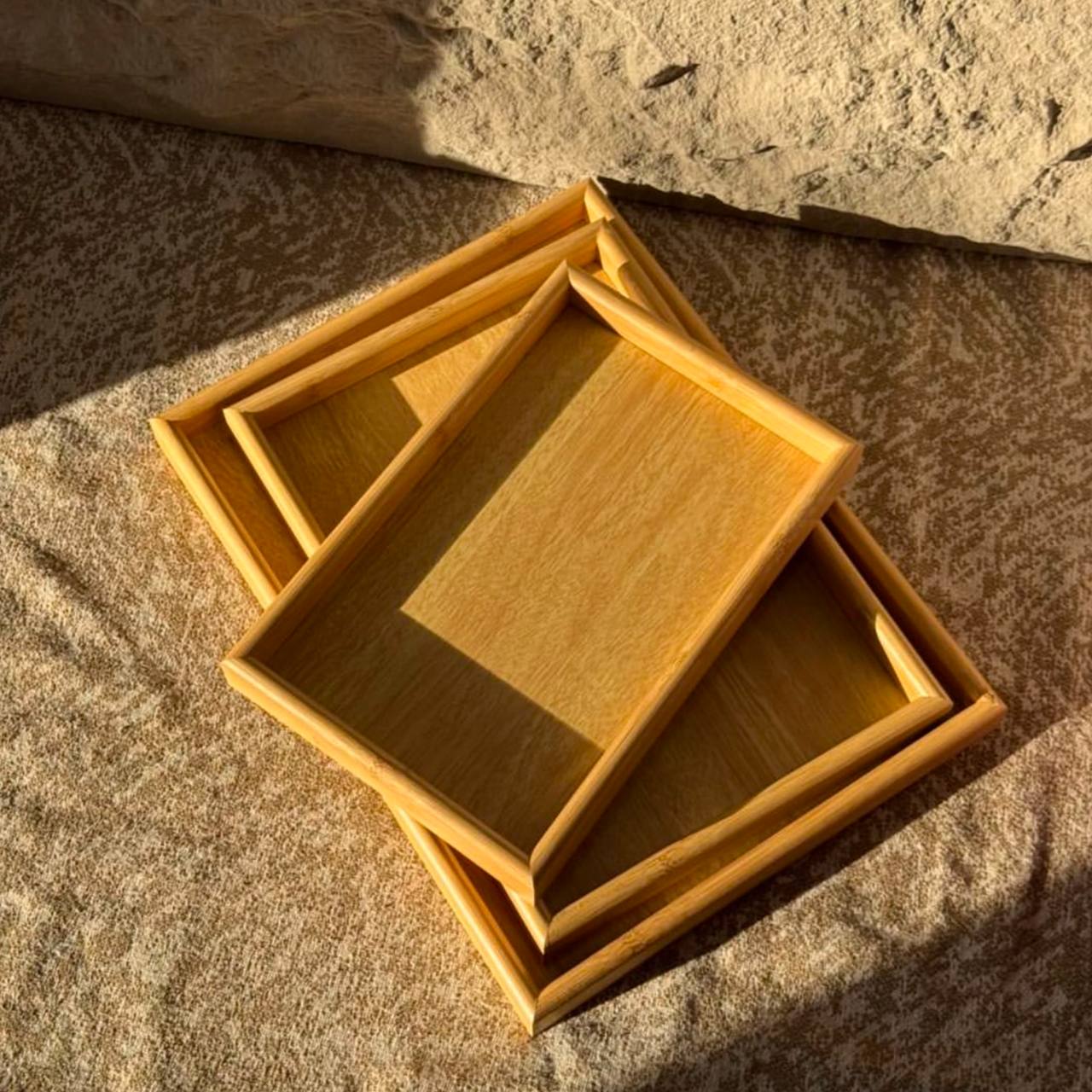 طقم صواني خشب 3 قطع