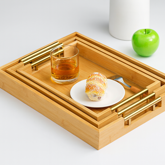 طقم صواني خشب 3 قطع